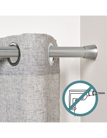 Barra extensible multiuso a presión sin taladro, plata, ø2,8 - 2,5 x 140 - 250 cm