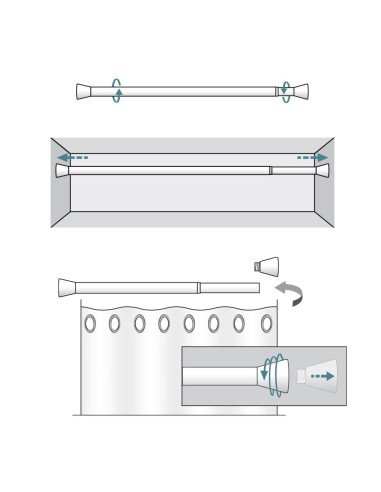 Barra extensible multiuso a presión sin...