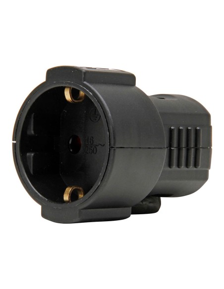Base aérea 16a 250 v, ip20, negra, máx. 3 x 1,5 mm²