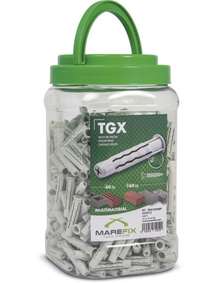 Taco nylon 4 expansiones, gl, ø6 x 30 mm, bote 1000 uds