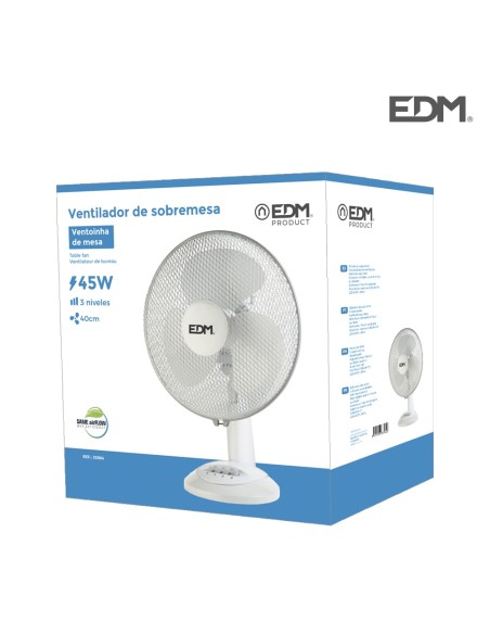 Ventilador de sobremesa. color blanco. potencia: 45w aspas: ø40x61cm