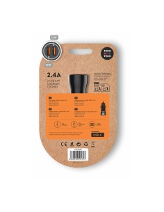 Cargador mechero coche 2 x usb-a, 12 w, negro + cable usb-c de 1 m 2