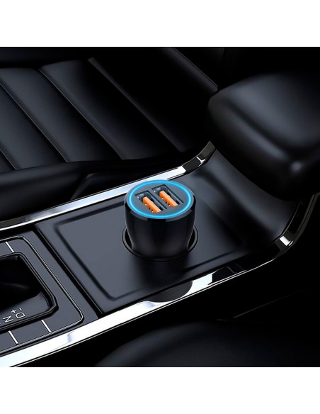 Cargador mechero coche 2 x usb-a, 12 w, negro + cable usb-c de 1 m