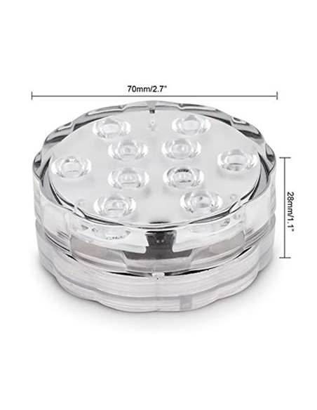 Luces led rgb sumergibles, a pilas con mando, ø7 x 3 cm, 4 uds