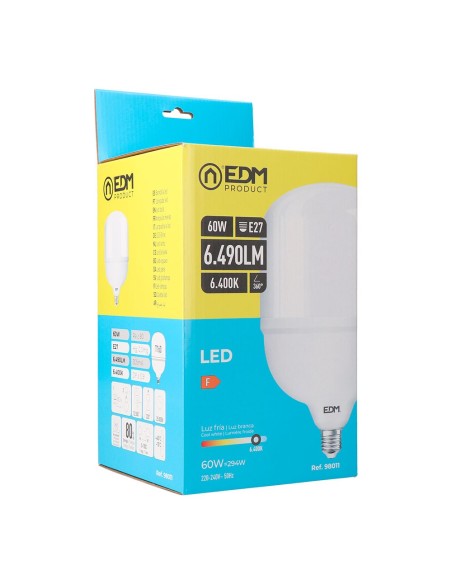 Bombilla industrial led, t160, e27, 60 w 6490 lm, 6400 k, luz fría, 220-240 v~ ø160 x 264 mm