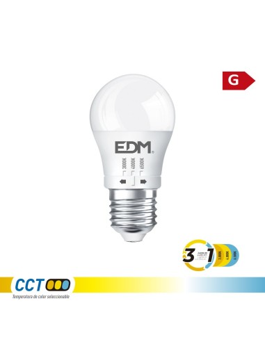 Bombilla esférica led p45 e27, 6 w, 500 lm, 3cct, ø45 x 88 mm