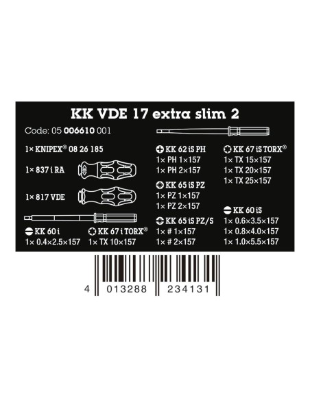 Destornilladores vde, extra slim 2, juego 17 piezas