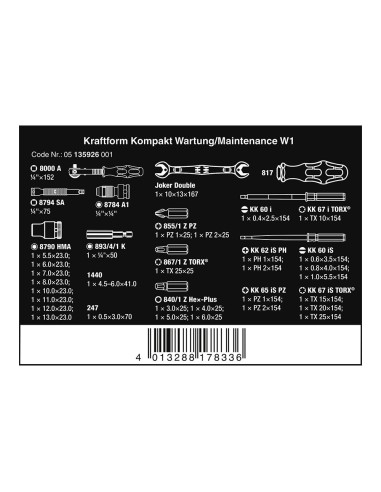 Kit mantenimiento w1, 35 piezas