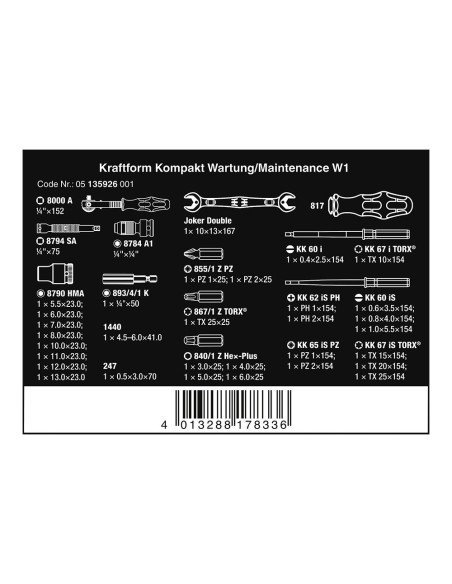Kit mantenimiento w1, 35 piezas