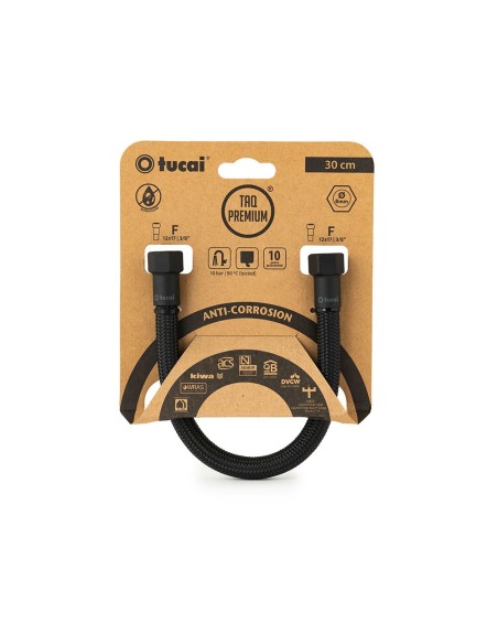 Latiguillo flexible negro 30 cm h - h 3/8 pulg