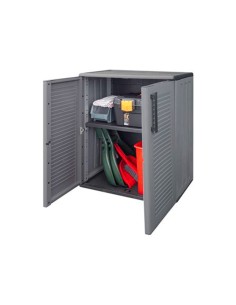 Armario bajo de polipropileno, gris oscuro, 68 x 37 x 84 cm 2