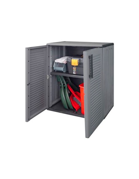 Armario bajo de polipropileno, gris oscuro, 68 x 37 x 84 cm