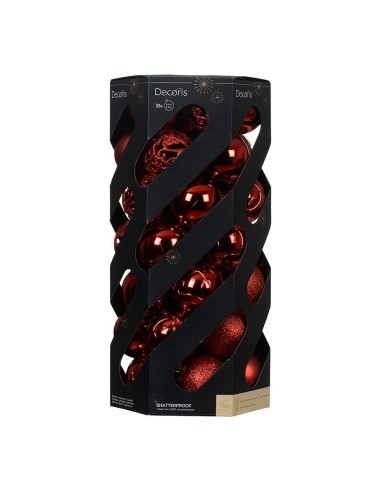 Bolas decoración árbol navidad ø6 cm, rojo, caja 35 uds