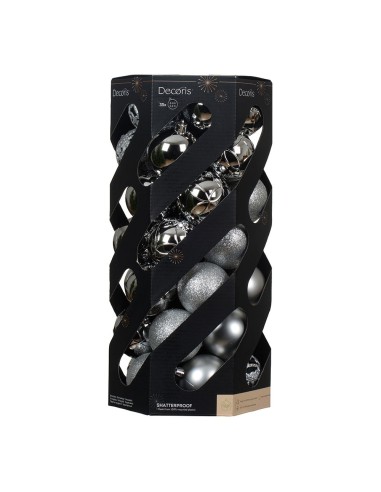 Bolas decoración árbol navidad ø6 cm, plata, caja 35 uds