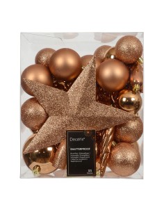 Adornos decoración árbol navidad, bronce, caja 33 piezas