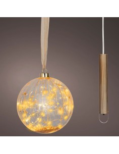 Bola micro led luz cálida, uso interior, a pilas, ø14 cm, transparente con alambre cobre