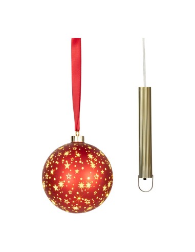Bola micro led luz cálida, uso interior, a pilas, ø14 cm, roja con alambre plateado