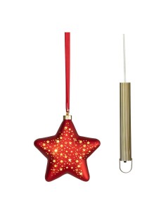 Estrella micro led luz cálida, uso interior, a pilas, 20 cm, roja con alambre plateado