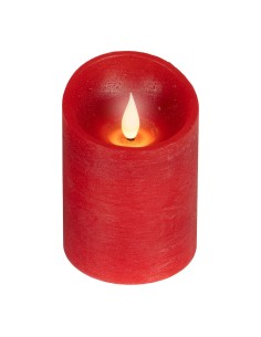 Vela de cera led, con parte superior curva, color rojo ø7,5 x 10,5 cm