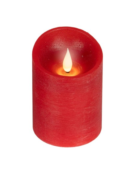 Vela de cera led, con parte superior curva, color rojo ø7,5 x 10,5 cm