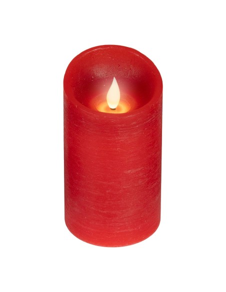Vela de cera led, con parte superior curva, color rojo ø7,5 x 12,5 cm