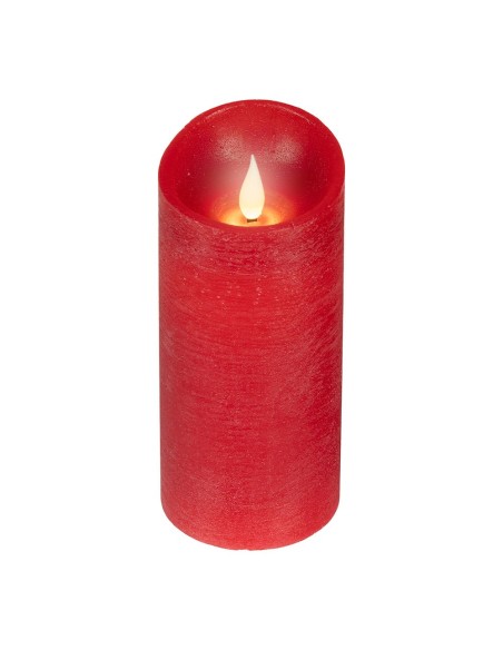 Vela de cera led, con parte superior curva, color rojo ø7,5 x 17 cm