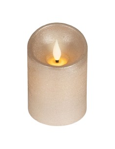 Vela de cera led, con parte superior curva, color dorado ø7,5 x 10,5 cm