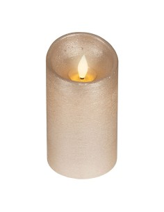 Vela de cera led, con parte superior curva, color dorado ø7,5 x 12,5 cm