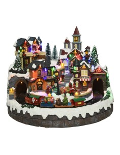Pueblo navideño con led multicolor, movimiento y música