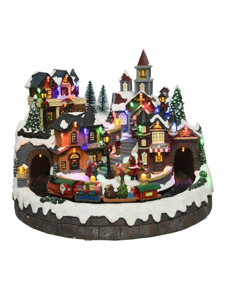 Pueblo navideño con led multicolor, movimiento y música