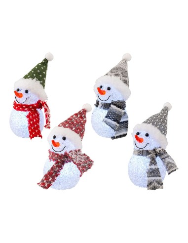 Muñeco de nieve con microled, uso interior, modelo variados, ø6 x 16 cm