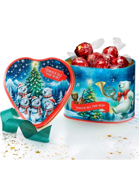 Lata pralines diseño corazón navidad