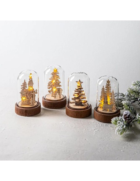 Figura decoración de madera con luz led navidad modelos variados