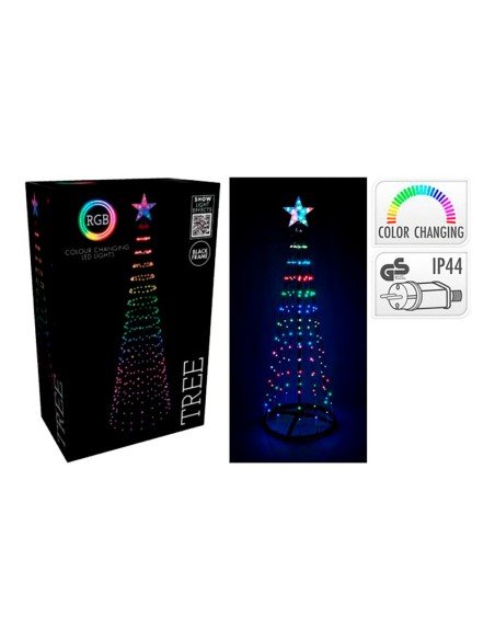 Árbol de navidad 154 led rgb negro exterior 150 cm