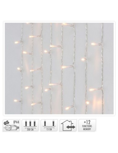 Cortina led exterior 480 leds luz blanco cálido 225 x 300 cm
