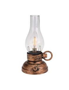 Farol led de metal y cristal con bateria 20 cm