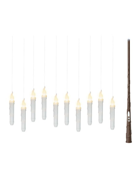 Velas led efecto llama mágica para uso interior, 10 uds + barita