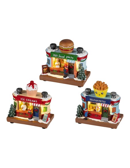 Escena con luz, temática de tiendas, modelos variados