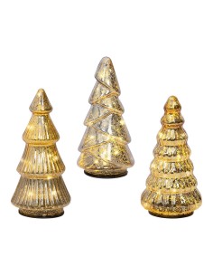 Árbol de vidrio con micro led, luz fija cálida, uso interior, modelos variados, 3 uds