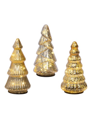 Árbol de vidrio con micro led, luz fija cálida, uso interior, modelos variados, 3 uds