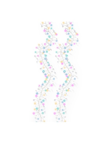 Guirnalda micro led multicolor de interior con cristales y alambre plateado 1,2 m