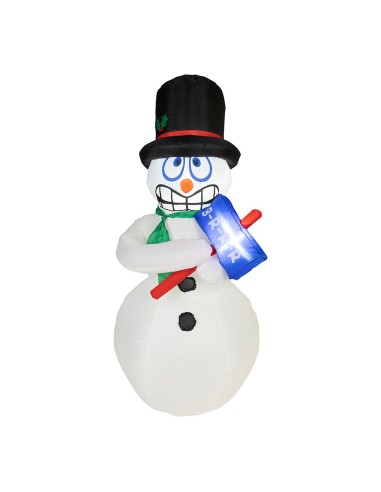 Muñeco de nieve hinchable con led para exterior 80 x 70 x 175 cm