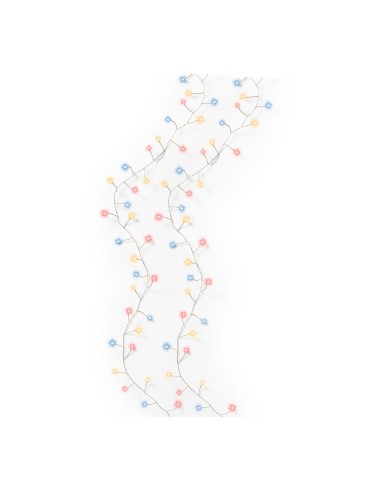 Guirnalda led exterior, blanca cálida y multicolor, parpadeante, cable plateado, 600 cm