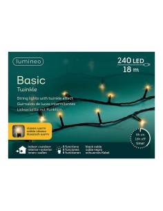 Guirnalda multifunción, uso exterior, basic, cálida clásica, cable negro, 240 leds, 18 m 2