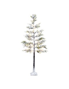 Árbol nevado led con función fija y parpadeante para uso exterior, 72 leds, ø60 x 1,5 m