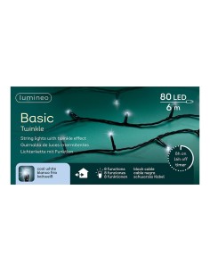 Guirnalda multifunción, uso exterior, basic, blanco frío, cable negro, 80 leds, 6 m 2