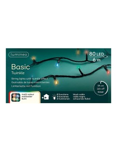 Guirnalda multifunción, uso exterior, basic, multicolor, cable negro, 80 leds, 6 m 2