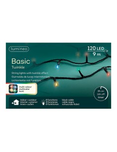 Guirnalda multifunción, uso exterior, basic, multicolor, cable negro, 120 leds, 9 m 2