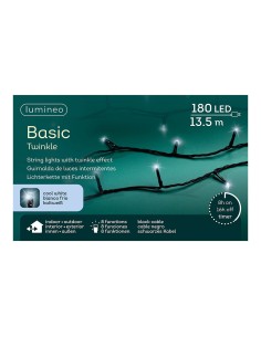 Guirnalda multifunción, uso exterior, basic, blanco frío, cable negro, 180 leds, 13,5 m 2