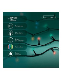 Guirnalda multifunción, uso exterior, basic, multicolor, cable negro, 180 leds, 13,5 m 2